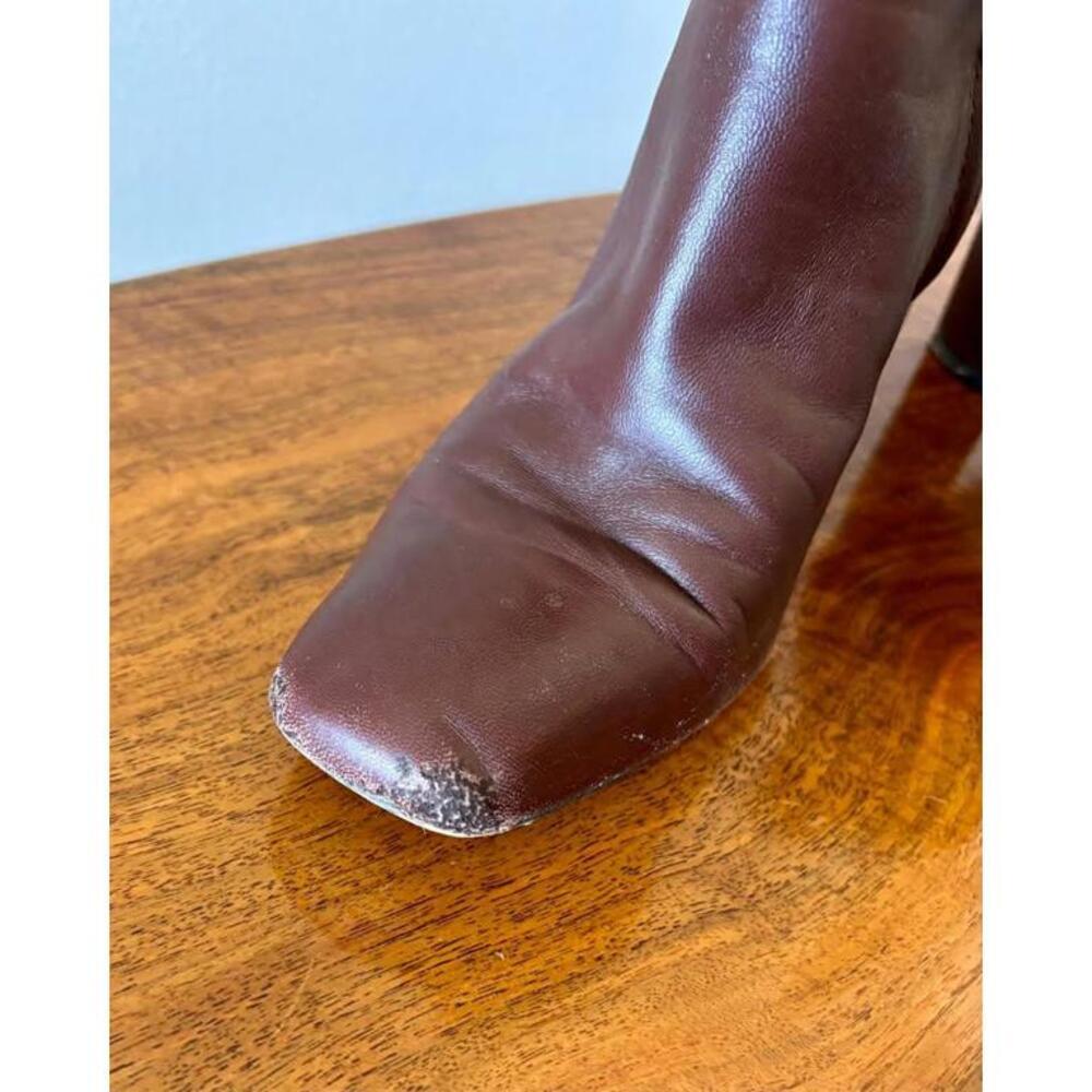 Chic Brown Franco Sarto Leather Ankle Boots with High Heels - Picture 6 of 9